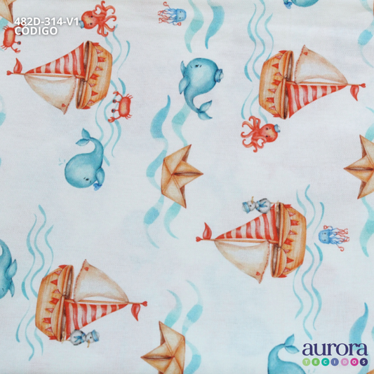 Tricoline Digital 170 fios - Barquinhos