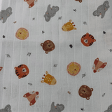 Tecido Fraldas Mini Quadriculadas /  Estampas Digitais - Coleção  Animais / Para Artesanato e Enxoval