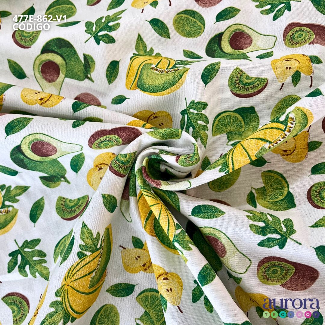 Tricoline Modena 100% Algodão - Kiwi e Abacate