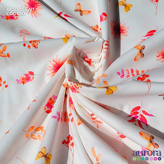 Tricoline Digital 170 fios - Boboletas e Ramos